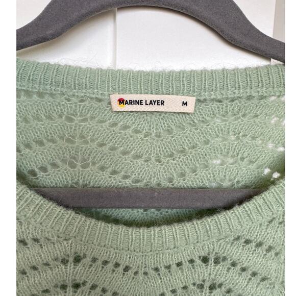 MARINE LAYER ALPACA WOOL Blend Ruby Pointelle Knit Sweater Size M, Like New - Picture 4 of 8